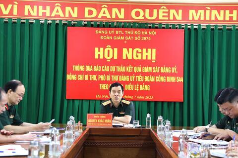 Thông qua báo cáo dự thảo kết quả giám sát đối với Đảng ủy Tiểu đoàn Công binh 544